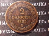 STATO PONTIFICIO PIO IX 2 BAIOCCHI 1853 RAME BOLOGNA ANNO VII RARA COD. STATOPONTIFICIO-53 sp20